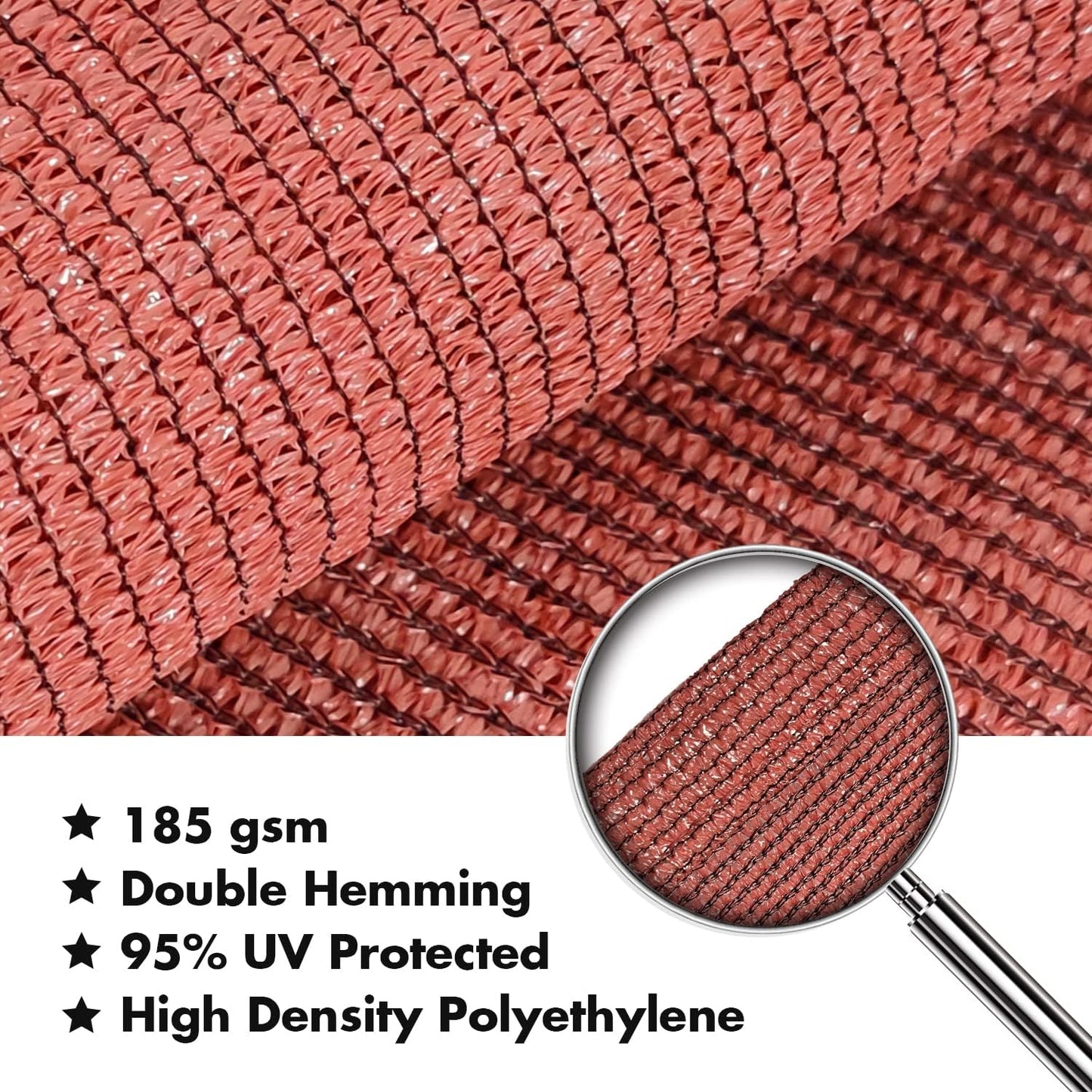 KANAGAWA 14'X14' Rust Red Custom Size Sun Shade Sail Square UV Block Canopy Cover for Patio Backyard Lawn Garden Outdoor (Customized Available)