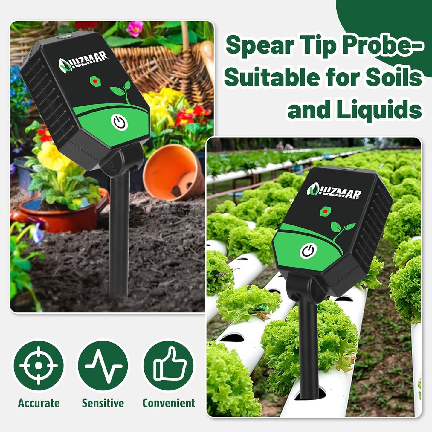 Soil pH Meter Soil Moisture Meter 8 in 1 Fertility Salt Moisture pH EC Light Humidity Temp Accurate Soil pH Test Kit for Garden and Hydroponics