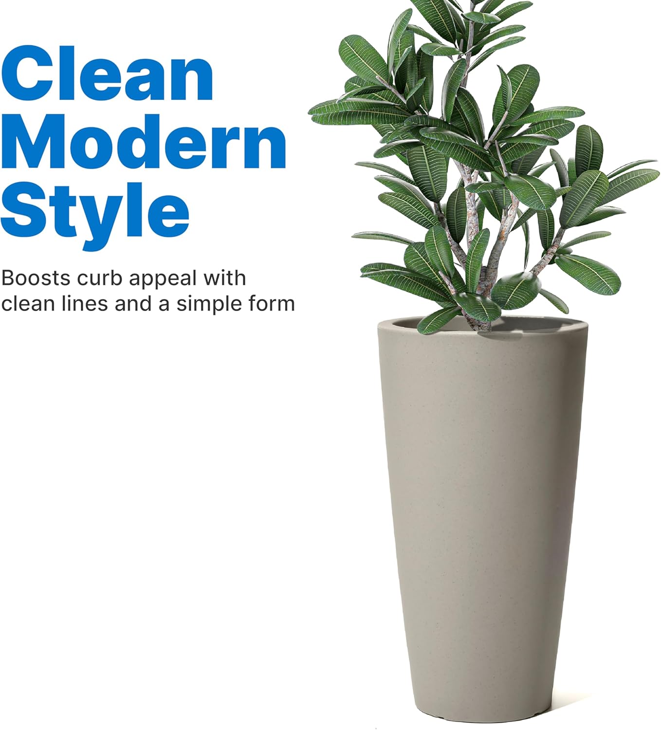 Step2 Tremont Tall Round Tapered Planter, Large Planters for Outdoor Plants, Gardening and Flower Pot for Patio or Porch, Efficient Drainage, Durable Plastic, Concrete, 2-Pack