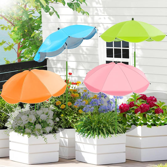 MJZ 4 Pack Plant Umbrellas for Outdoor Plants, 26" Garden Umbrella for Plants with Adjustable Angle, Plant Umbrella Provide Shade for Outdoor Plants Flower Pot Planting Beds