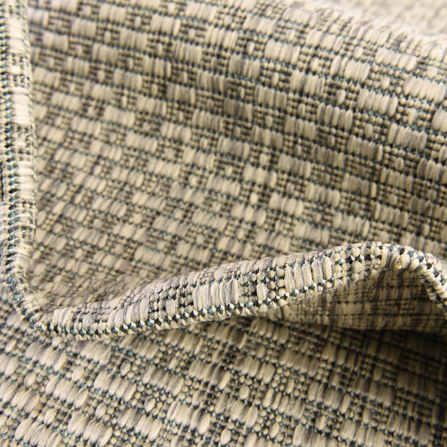 Unique Loom Collection Casual Transitional Solid Heathered Indoor/Outdoor Flatweave Area Rug (8' Round, Light Gray/Ivory)