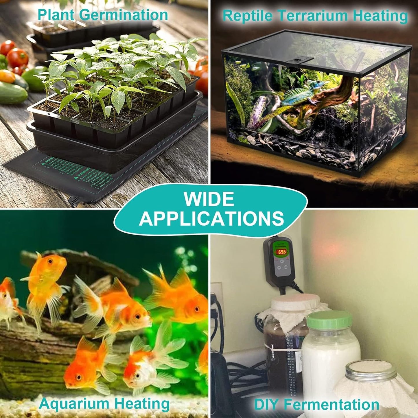 Bestio 10” x 20.75” in Seedling Heating Mat with Digital Thermostat Combo Kit, MET Certified Waterproof and Durable Plantg Heat Mat for Seed Starting,Suitable for Seeding,Indoor Gardening,Greenhouse