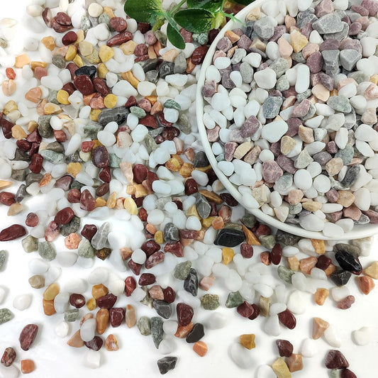 10lbs Mixed Color Pebbles for Landscaping, 3/8inch Small Rocks for Succulent Cactus Planters, Natural Polished Pebbles, River Rocks for Plants, Vases, Garden