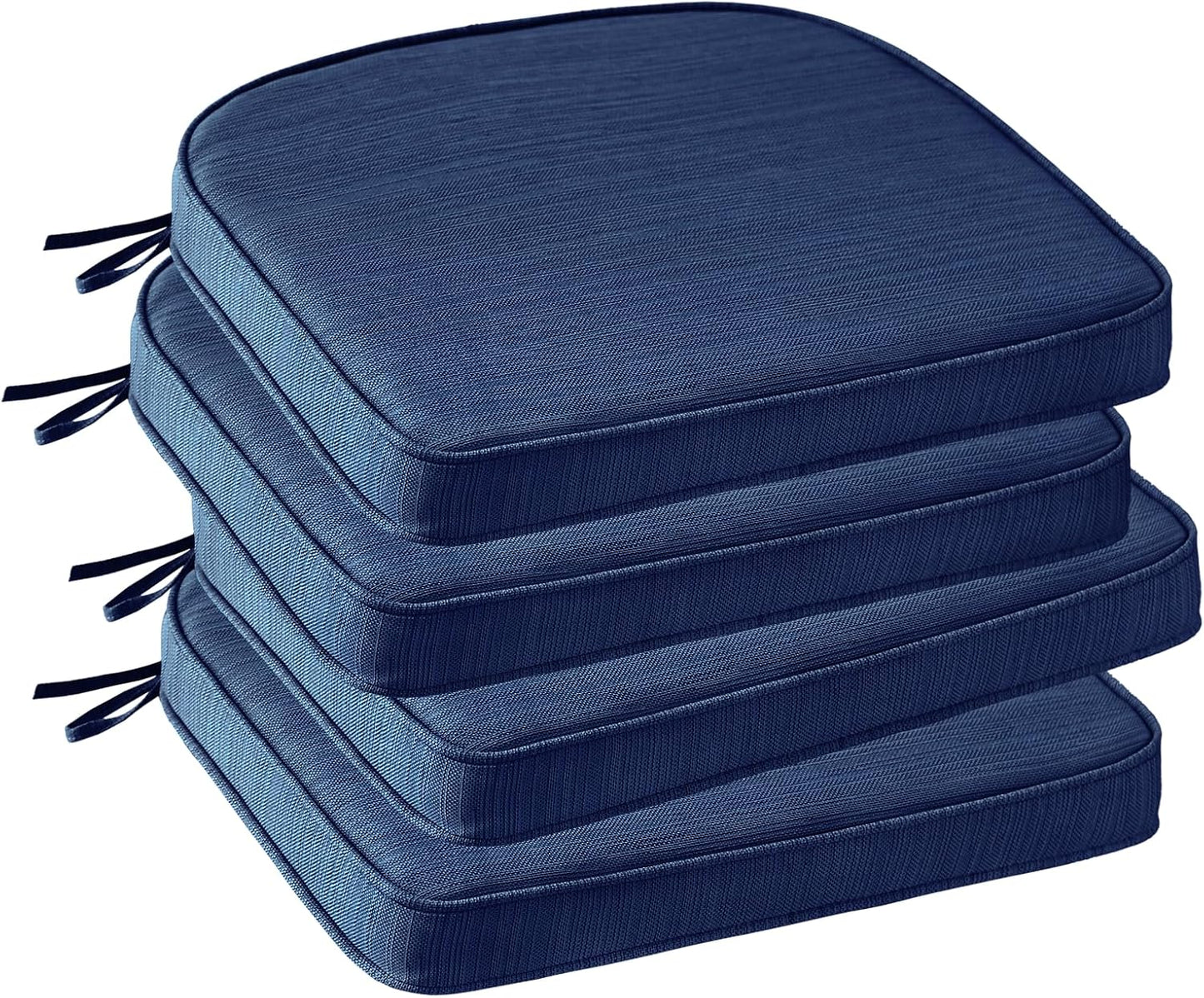 Outdoor Round Corner Seat Cushion, 17"x16"x2", Set of 4, Non Slip Seat Cushion Pads with Removable Cover for Patio Furniture, Garden Yard Lawn, Navy