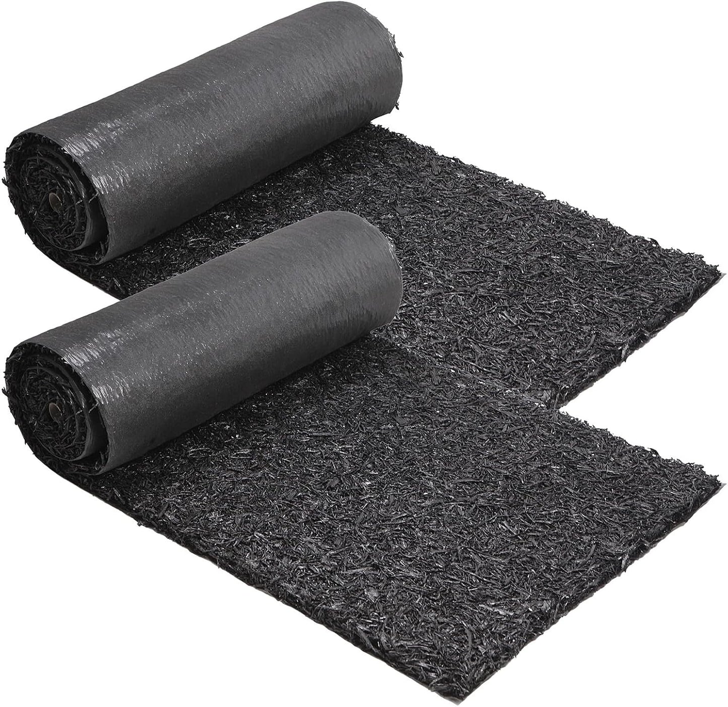 2 Pack Rubber Mulch Roll Mat for Landscaping Recycled Rubber Walkway Black Permanent Mulch Pathway Playground 8' x 2'