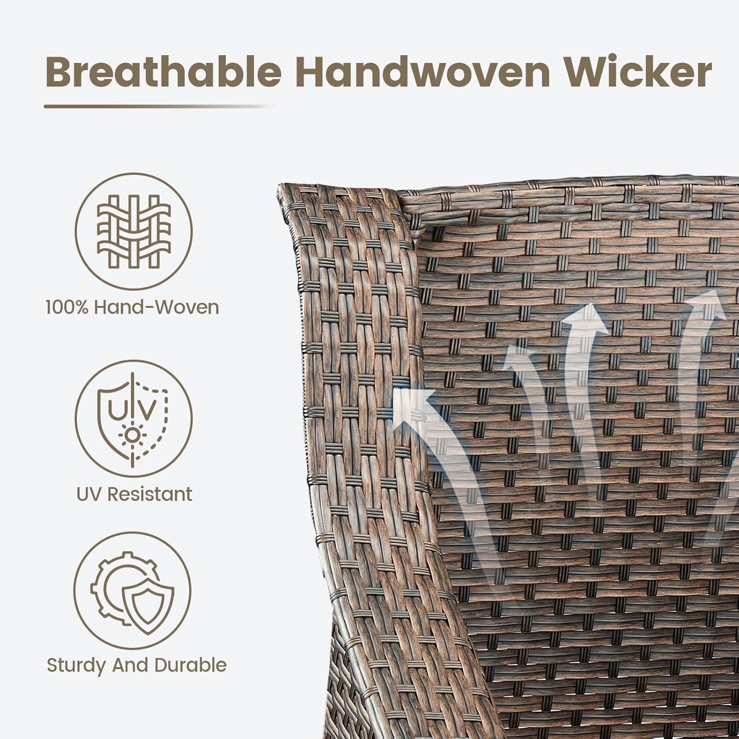 Outdoor Patio Wicker Swivel Chairs - Set of 2 Outside Resin Rattan Rocker Glider Gliding Chair Rocking Armchairs for Front Porch Balcony Backyard Yard Deck Poolside Apartment – Brown/Beige