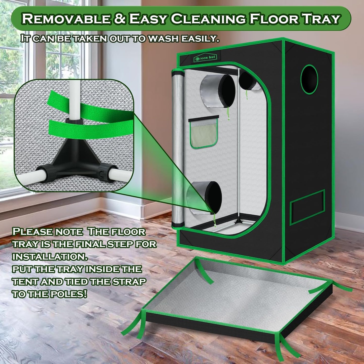 24"x36"x60"Grow Tent for Plants Mylar Hydroponic Grow Tents Indoor Grow Room for Plant Fruit Flower Veg with Removable Waterproof Floor Tray