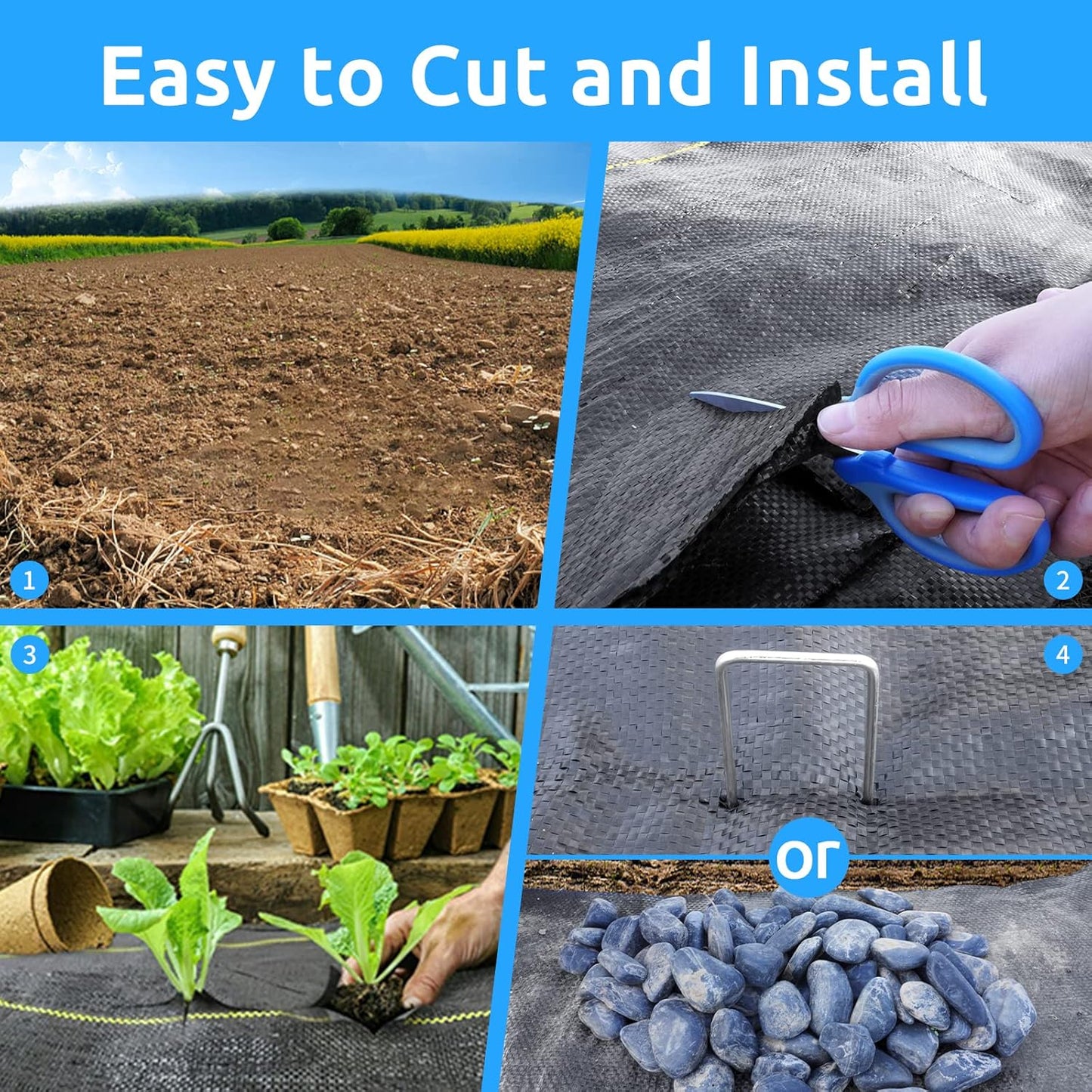 3ft x50ft Black Weed Barrier Landscape Premium Fabric-Heavy Duty Woven Ground Cloth with Superior Permeability Weed Control Convenient Design