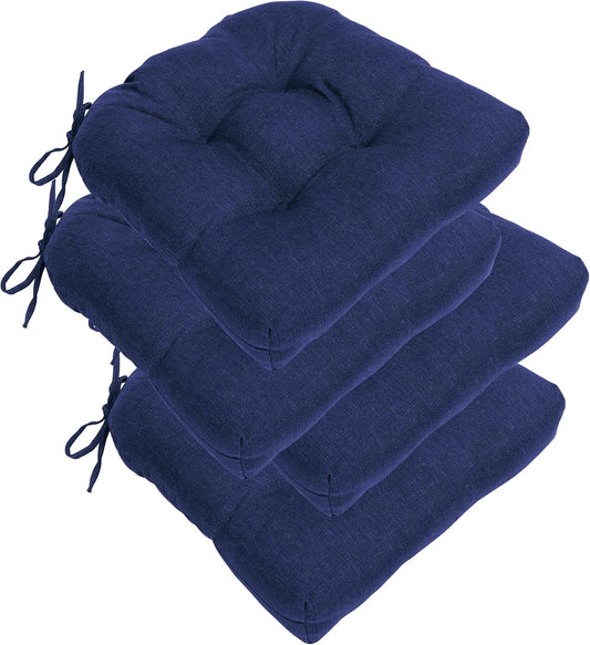 RACE LEAF 4 Pack 17x17 Patio Chair Cushions, Thickened Waterproof Cushions with Stain Resistant Cover and Non-Slip Ties (Navy)
