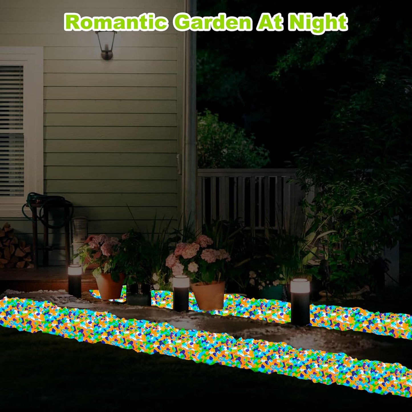 4000pcs 5-8mm Colorful Glowing Pebbles Glow Pebbles Aquarium Rocks Glow in The Dark Decorative Stones for Walkways Driveway Yard Grass Fish Tank Plant Pots