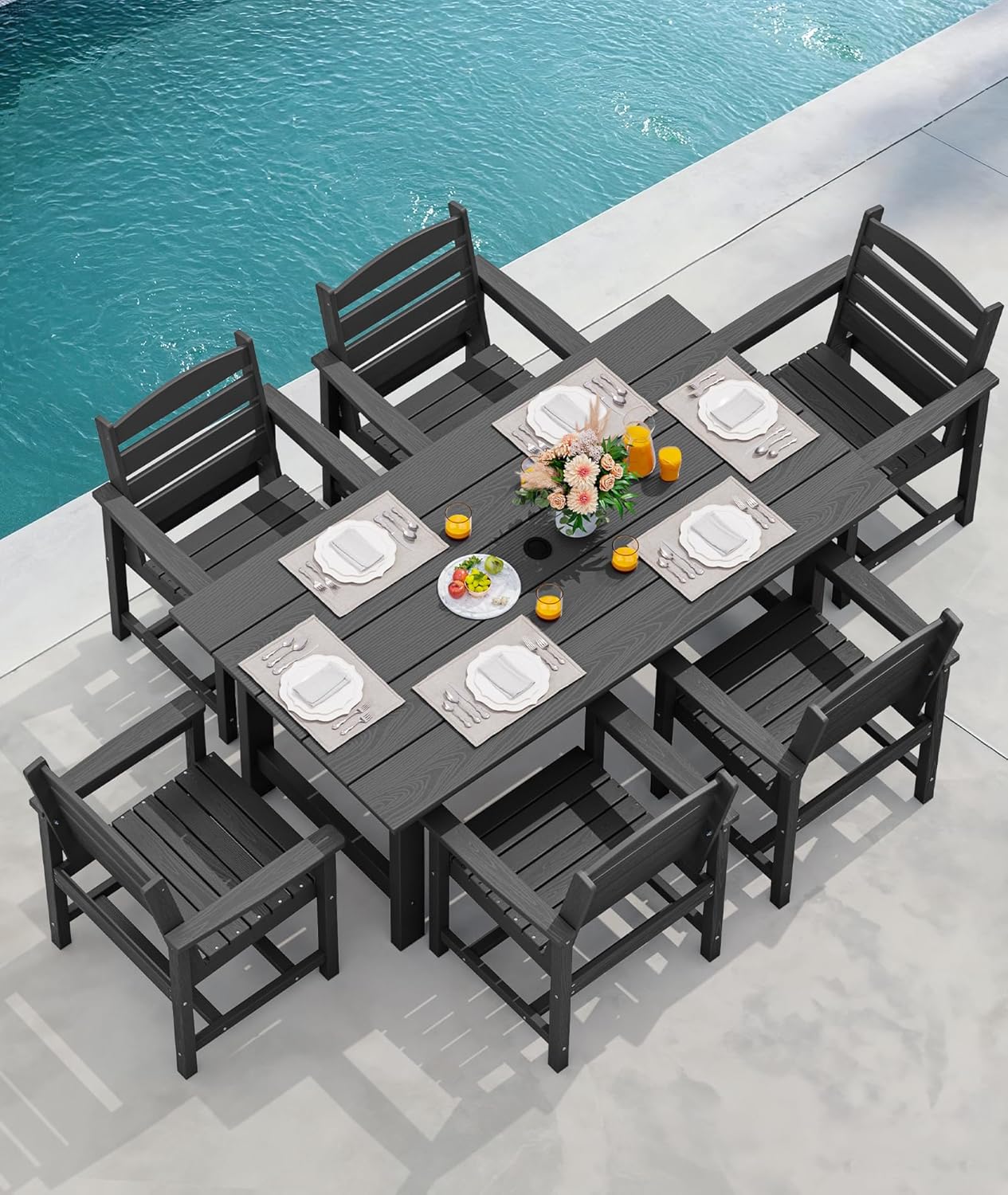 SERWALL Patio Dining Chair Set of 2, Black