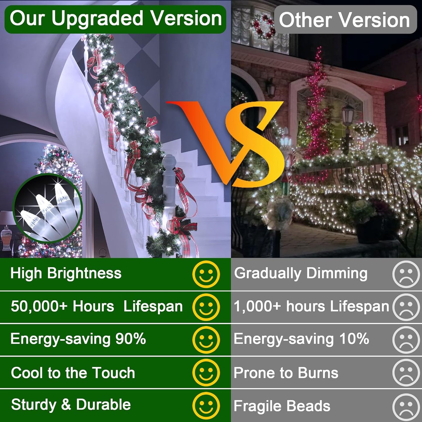 180 LED 59ft Christmas String Lights Indoor Outdoor, 8 Modes Christmas Fairy Lights with Timer & Momory, IP44 Waterproof Christmas Tree Lights for Xmas Patio Yard Fence Balcony Garden (Cool White)