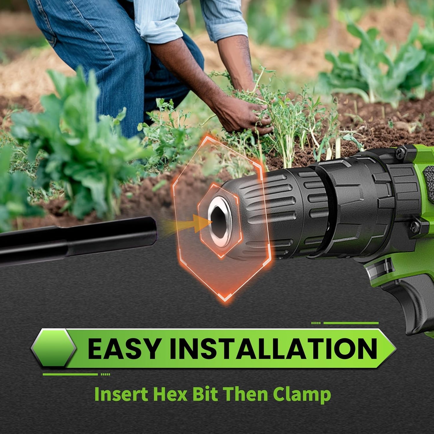 SYITCUN Auger Drill Bit for Planting 2"x24", Post Hole Auger for Planting Bulbs, Easy Post Hole Digger with Drill for 3/8”Hex Drive Drill