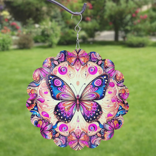 Wind Spinners Outdoor ButterflyArt12 inch 3D Stainless Steel Laser Cut Metal Art Geometric PatternWind Sculpture Hanging for Yard Garden Decorations Wind Sculpture Gifts Outdoor
