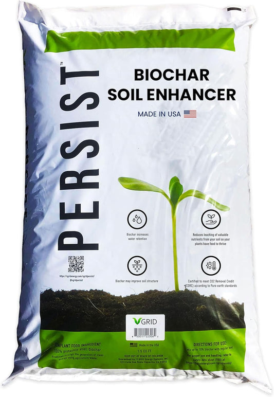 Persist Horticultural Charcoal 1.5 cuft, Biochar Soil Amendment for Plants, Improves Soil Quality, 100% Natural Active Carbon and Fertilizer Enhancer for Gardens.