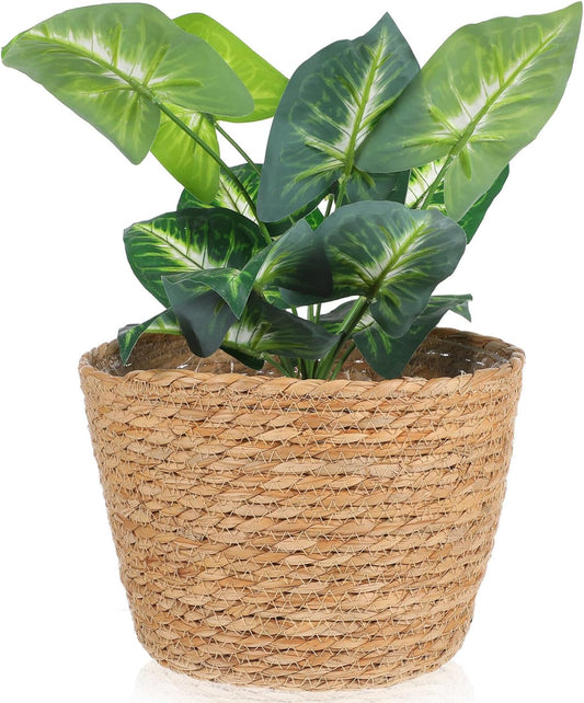 Woven Straw Flower Pot Seagrass Planters Basket Garden Plant Pot Containers Wicker Rattan Vase Sundries Organizer Storage Bins for Indoor Outdoor Plants