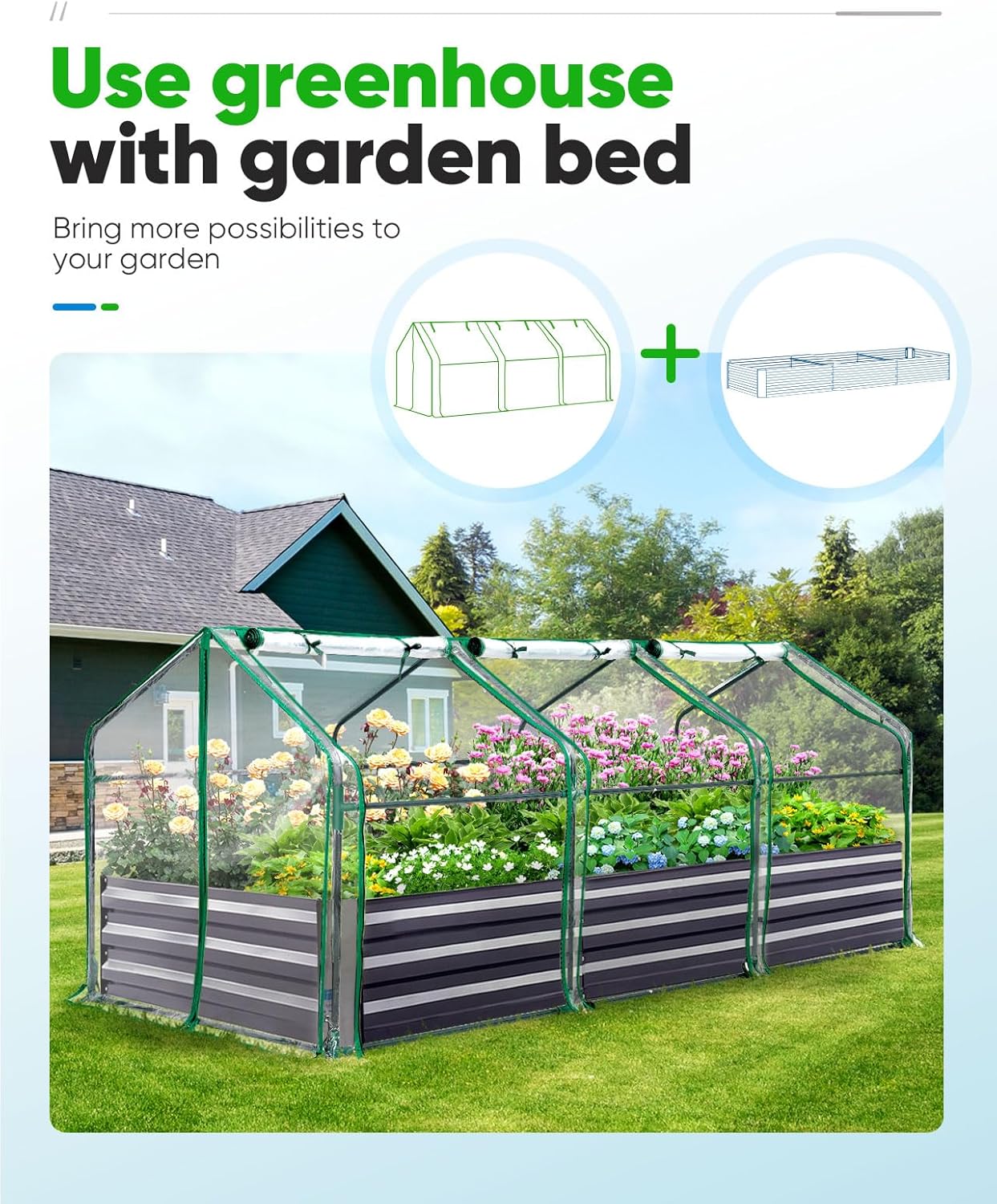 Quictent Portable Mini Cloche Greenhouse w/ Elevated Bottom, Reinforced High Light Transmission Waterproof UV-Resistant Hot House for Indoor Outdoor, w/ 50 T-Shaped Plant Tag, 95" x 36" x 36" (Clear)