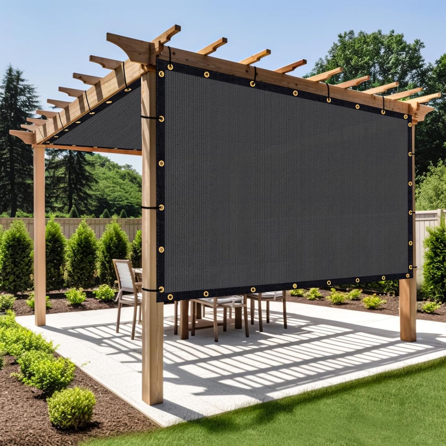 Shade&Beyond Customized Size 8' X 16' Shade Cloth with Grommets, 90% UV Protection UV Protection Mesh Tarp Sun Screens for Patio GN01, Dark Gray