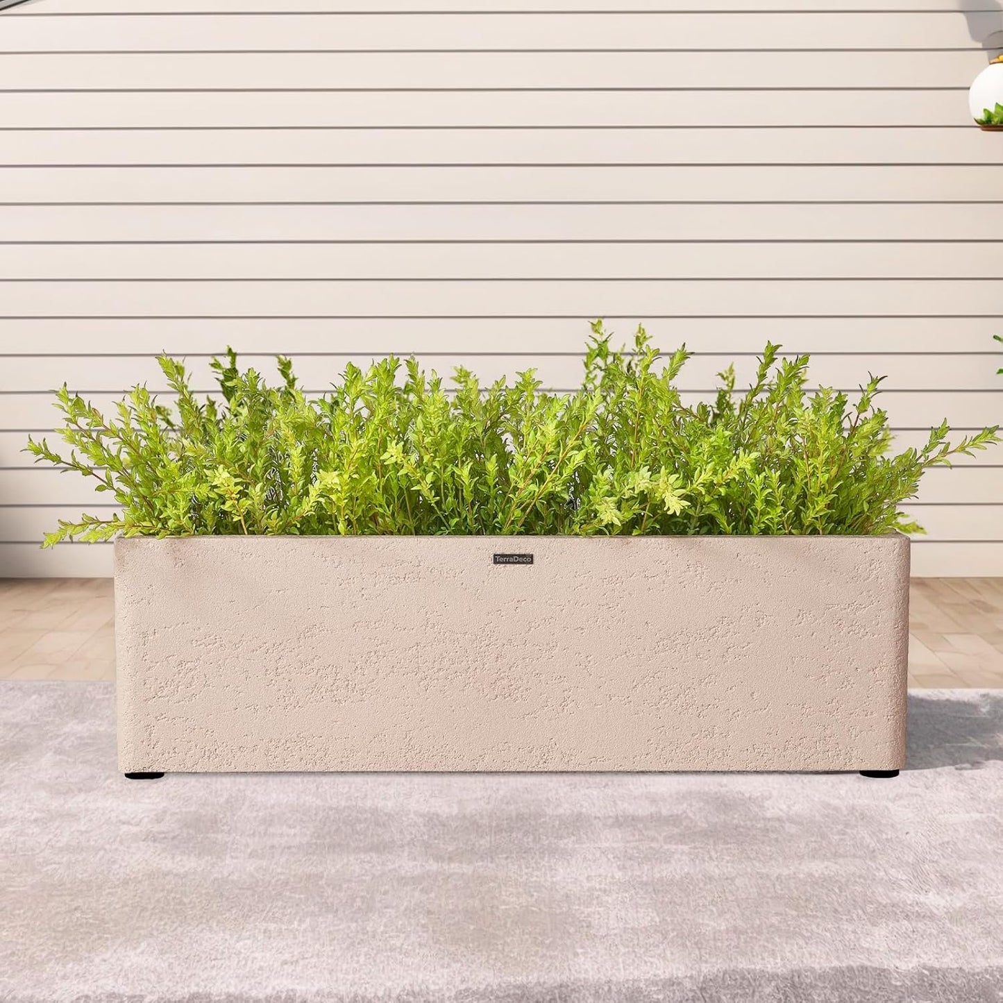 31 Inch Rectangular Concrete Planter,Durable All-Weather Use with Drainage Holes,Large Rectangular Planter for Outdoor Indoor Plants
