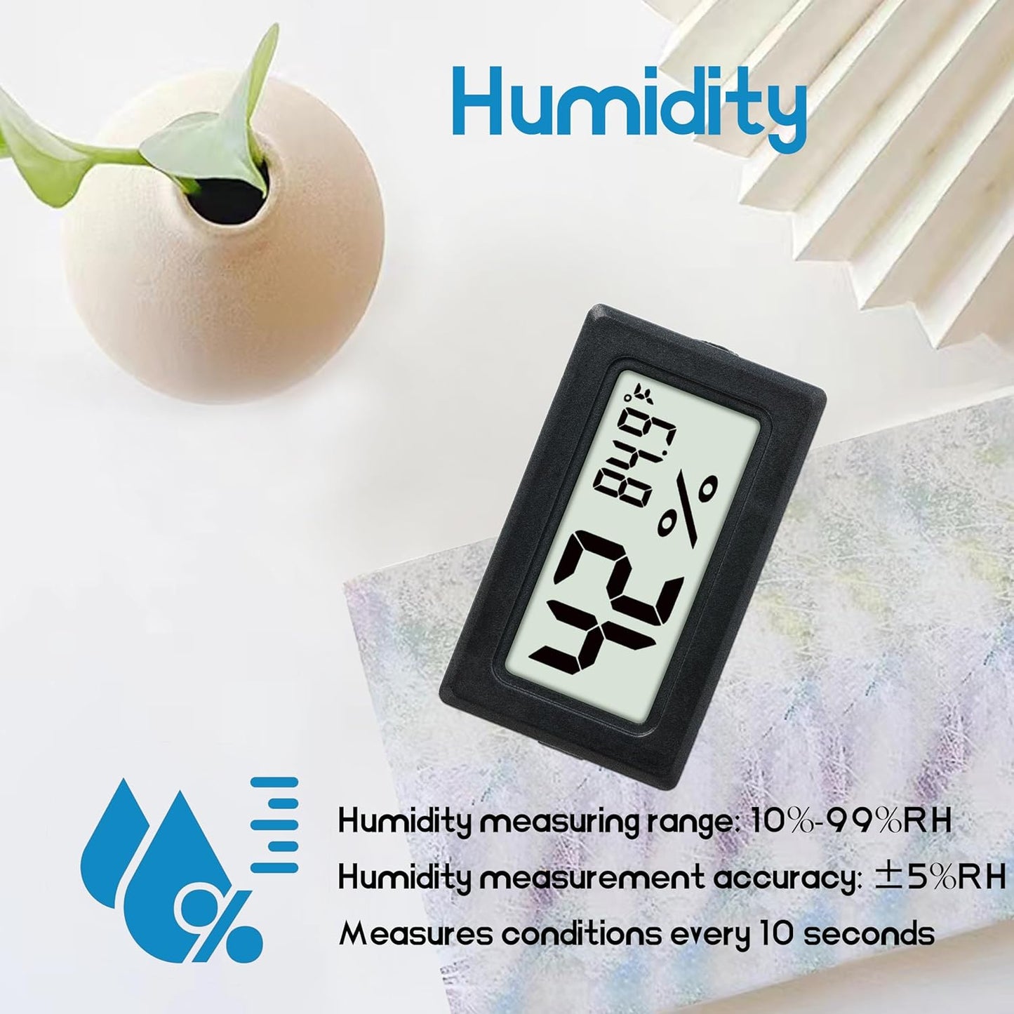 Mini Hygrometer Indoor Humidity Meter Hygrometer Thermometers 6 Pack Humidity Meters Gauge Hygrometer Mini Digital Thermometer Hygrometer with Fahrenheit (℉) for Humidors, Greenhouse, Garden, Cellar