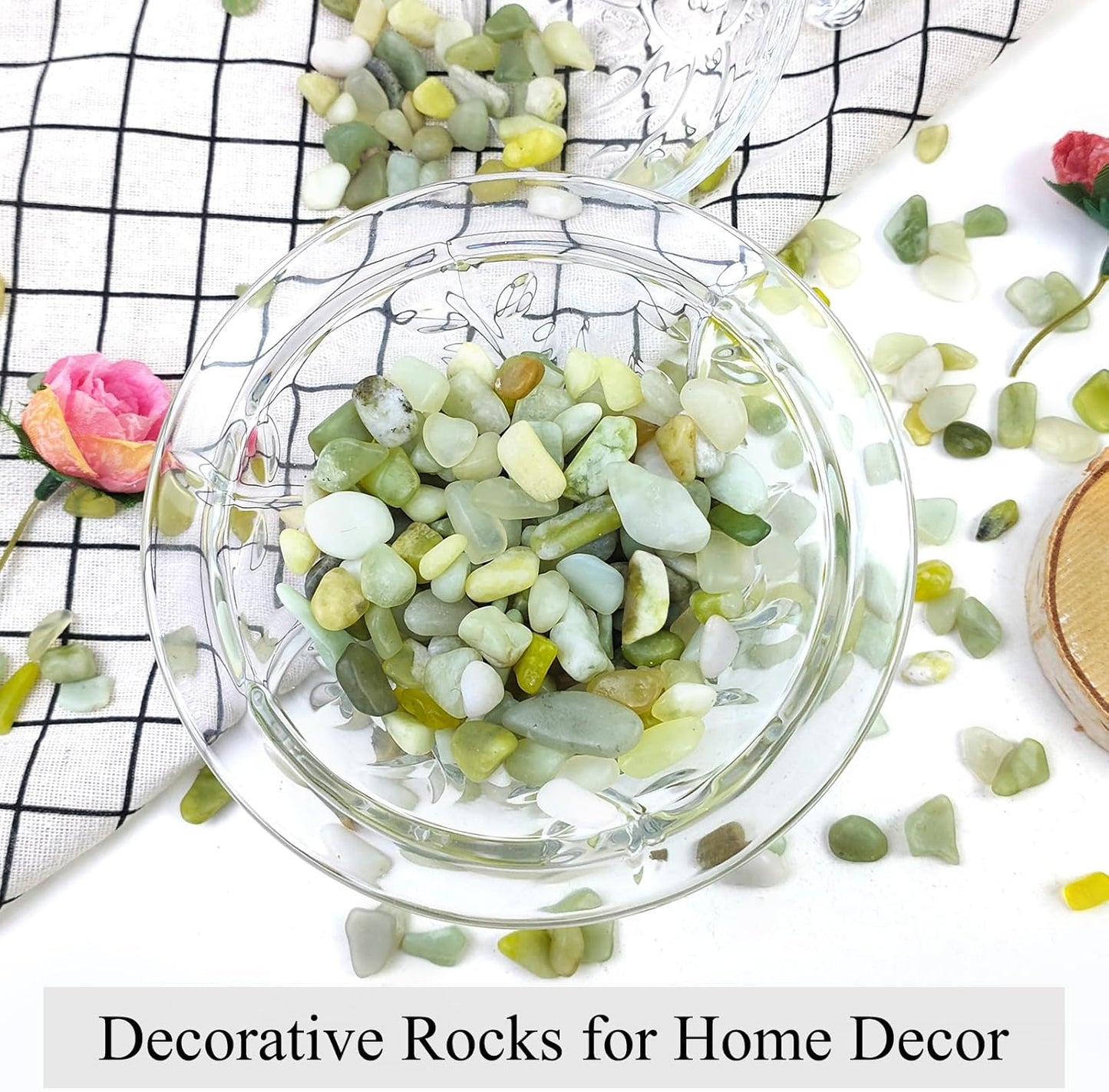 10 lbs Jade Gravel Small Pebbles for Plants, 3/8 Inch Decorative Rocks for Plants Succulents Bamboo Vases Landscaping and Potted Drainage Rocks