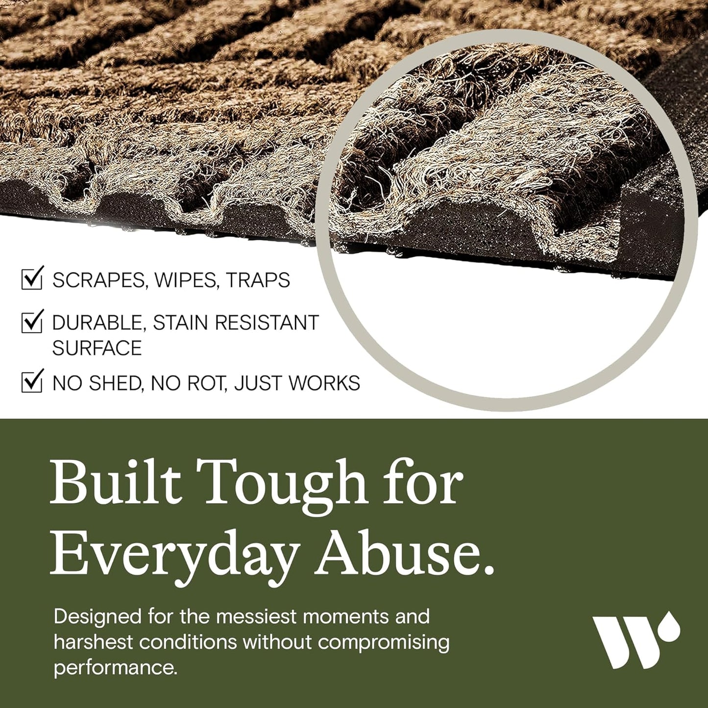 WaterHog Indoor/Outdoor Door Mat, 2' x 3' Made in USA, Durable & Skid-Resistant Front Door Rug, Decorative, Water-Trapping & Heavy-Duty Entryway Floor Mat For Your Home, Boxwood Collection Khaki/Camel