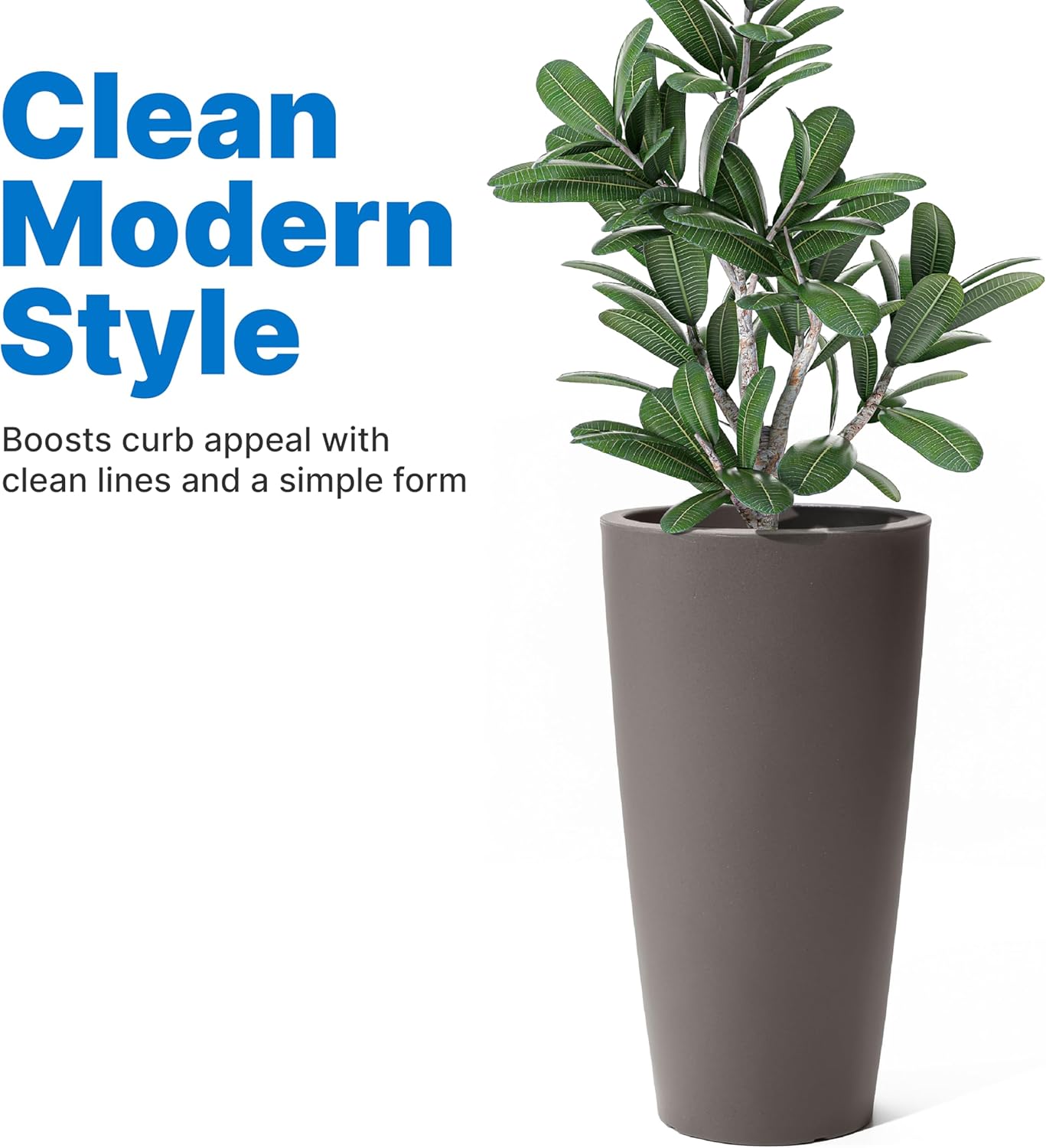 Step2 Tremont Tall Round Tapered Planter, Large Planters for Outdoor Plants, Gardening and Flower Pot for Patio or Porch, Efficient Drainage, Durable Plastic, Dark Cedar, 2-Pack