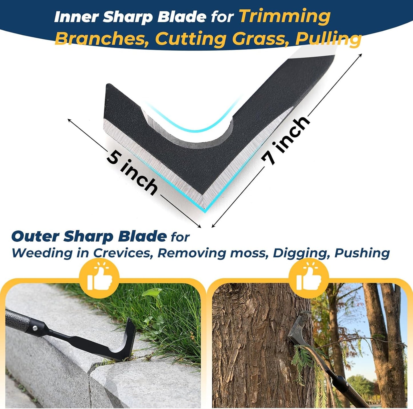Weed Remover Tool | Adjustable Metal Handle (14.5"-58.4") (Upgraded Rustproof) | Multi-Functional Garden Hook for Pavement Gaps, Moss, Bushes | Commercial-Grade Yard Maintenance Equipment