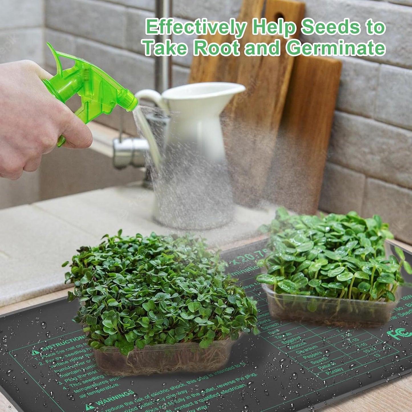 Seedling Heat Mat Hydroponic Plants Heating Pad, Seed Starting Greenhouse and Germination, Waterproof Durable Heating Pad for Indoor Home Gardening Seed Starter(10“x20.75”)