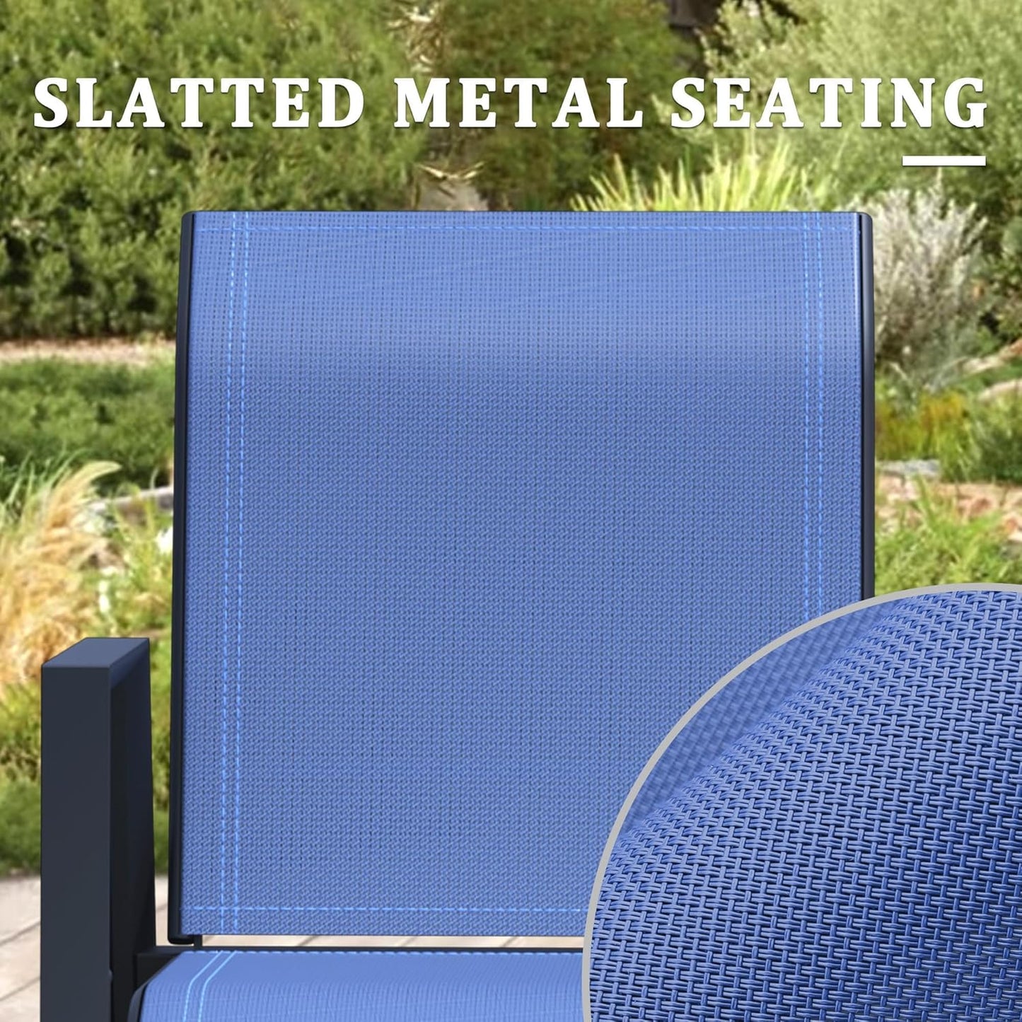 Outdoor Patio Chairs Set of 4, Blue Stackable Outdoor Chairs, Lightweight Patio Set with High Back, Metal Dining Chair for Lawn, Garden, Yard and Deck