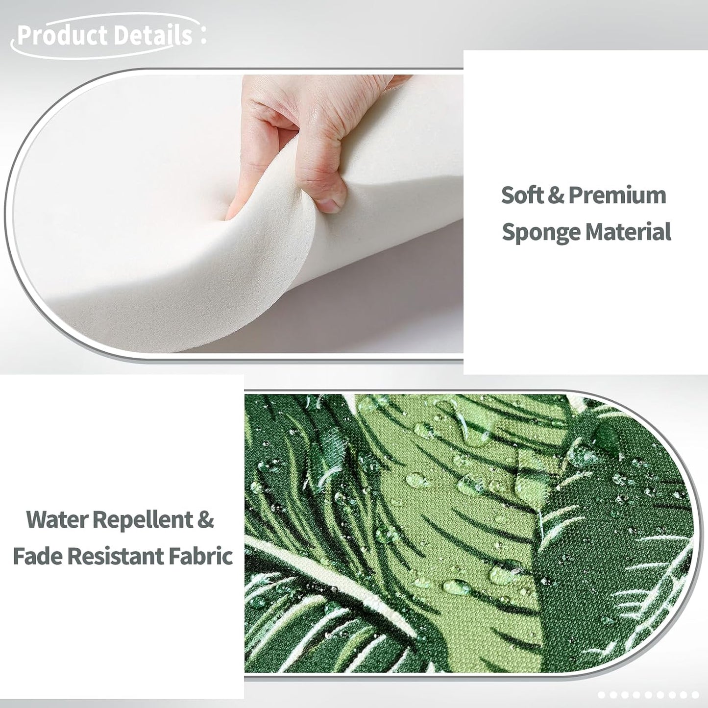 Indoor/Outdoor Chair Cushions 16x17 Inch, Patio Chair Cushions with Ties, All Weather Seat Cushions for Patio Furniture Home Garden Chair Use, Set of 4, Swaying Palms Green