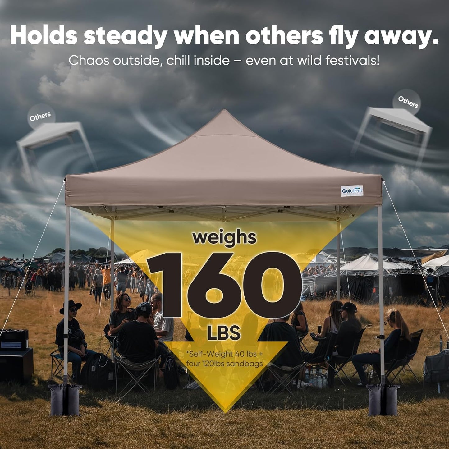 Quictent 10x10 Heavy Duty Pop Up Canopy Tent- Easy up Outdoor Commercial Canopies, Waterproof, 11ft Interior Height, Easy Setup, Includes Sand Weight Bags and Wheeled Carry Bag