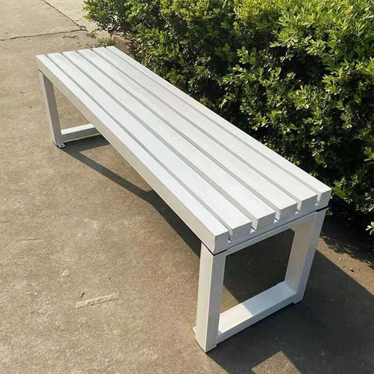 Weatherproof Metal Dining Bench, Outdoor Bench Backless Patio Bench 2-Person Farmhouse Bench Garden Bench for Kitchen, Living Room, Entryway(White,5.9ft)