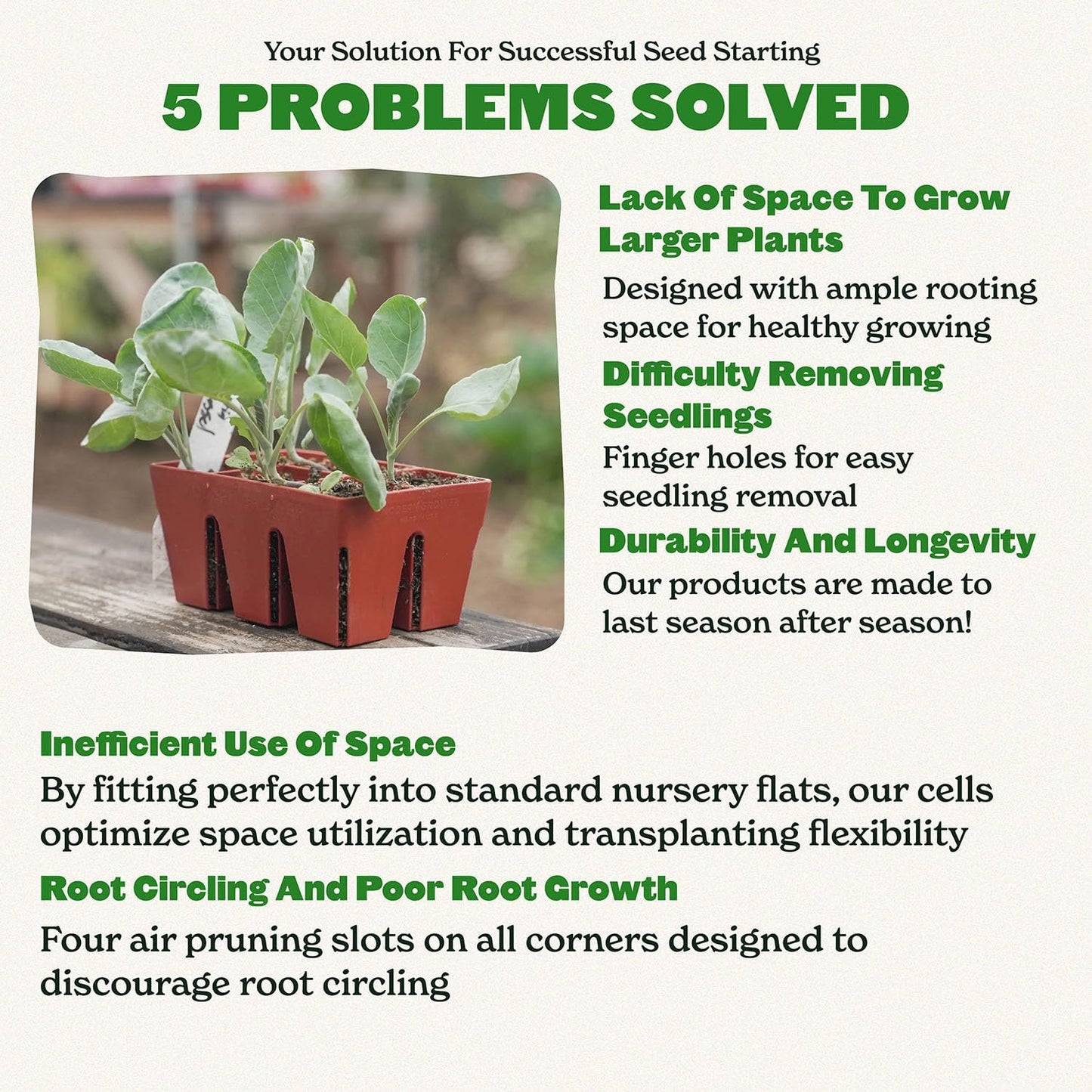 Epic Gardening Reusable Seed Starter Tray - 6 Cell/72 Seedling Starter Trays - Easy Watering, Indoor Greenhouse, Plant Starter, Gardener-Friendly for Seedlings | UV-Treated & BPA-Free - Terracotta