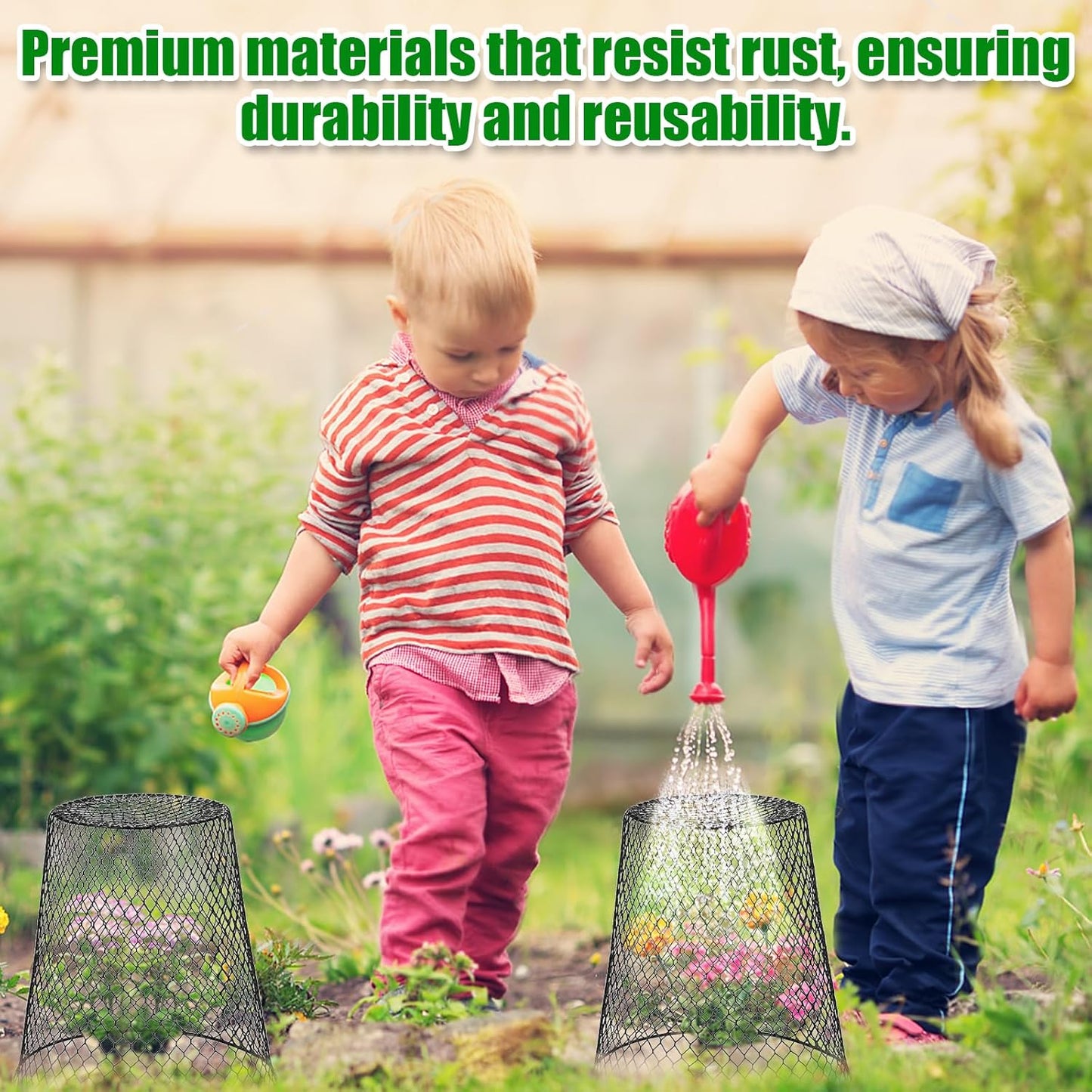 Chicken Wire Cloche Plant Covers - 20 Pack Garden Plant Cloche Metal Heavy Duty Plant Protectors from Animals for Keeping Bunnies Chicken Squirrels Birds Other Out (Black)