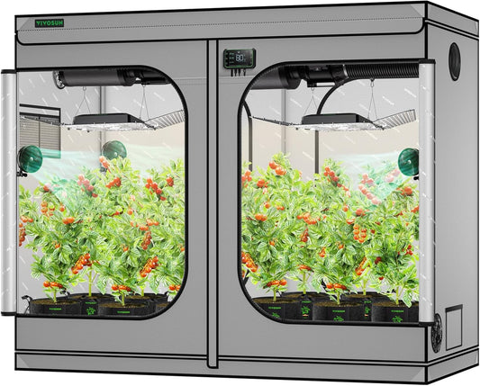 VIVOSUN G848 96"x48"x80" Grow Tent, 8x4 FT Advanced Gray Mylar Hydroponic Tent with 22mm Poles, Observation Window and Floor Tray for Plants for VS4000/VSF4300