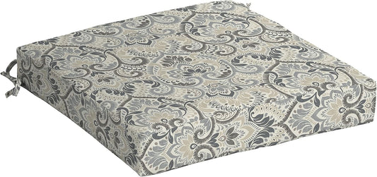 Arden Seat Cushion, 21 x 21, Rain-Proof, Fade Resistant, Cushion for Patio Dining, Adirondack, and Outdoor Chairs Neutral Aurora Damask