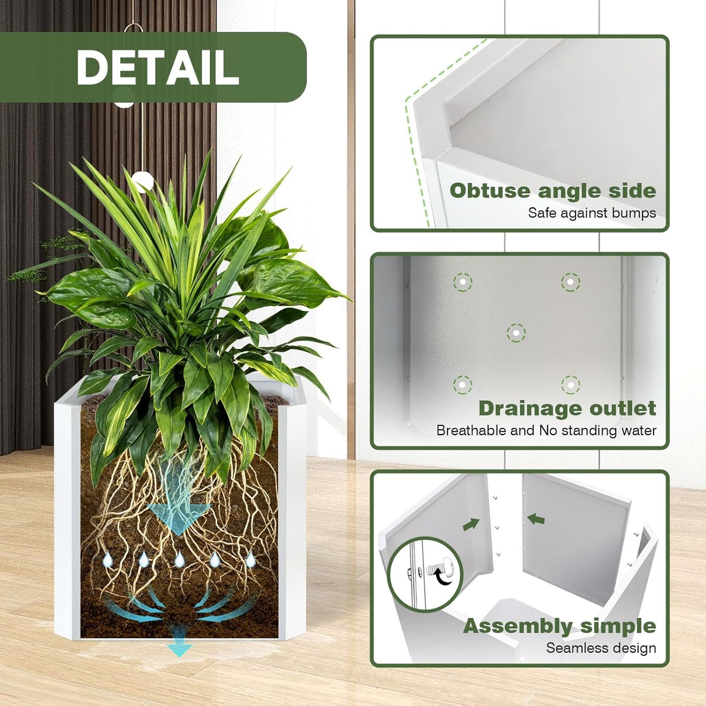 Steel Planter Box-24"x24"x24"-Large Square Planter Box-Outdoor Indoor-Cube Steel Planter Heavy Duty White Metal Planter Flower Pot Commercial Residential for Home Garden Porch Hotel Patio