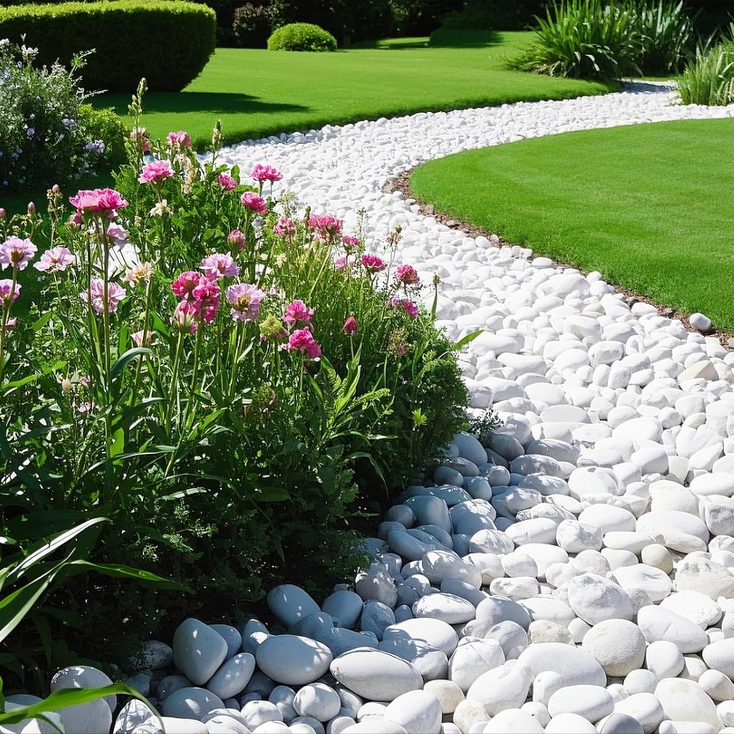 River Rocks, 40lbs White Pebbles for Indoor Plants, 1-2 Inch Aquarium Rocks, Natural Stones for Landscaping Garden Paving Plant Rocks Crafting Walkways