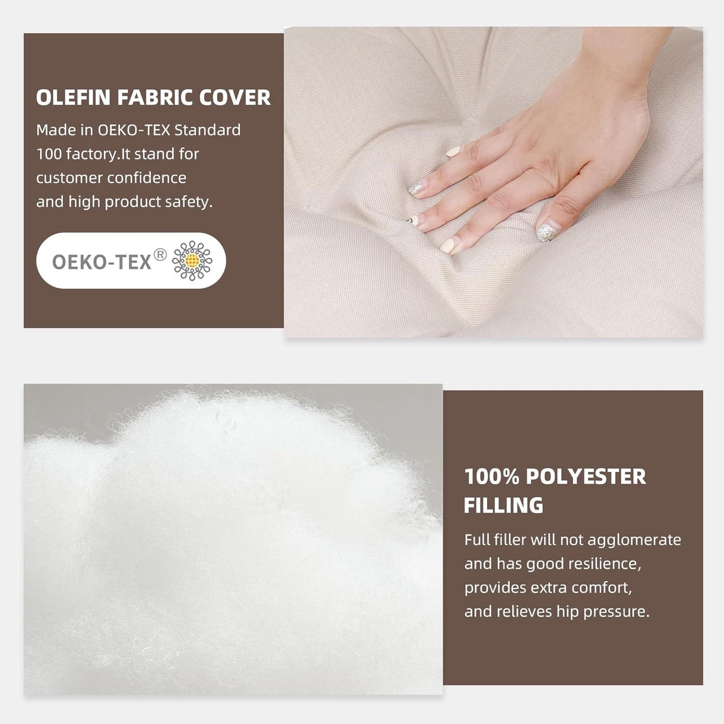 RACE LEAF Patio Chair Cushions 17x17 Inch 4 Pack, Thickened Outdoor Seat Cushions Water Resistant with Non-Slip Ties & Stain Resistant Tufted Design (Beige)