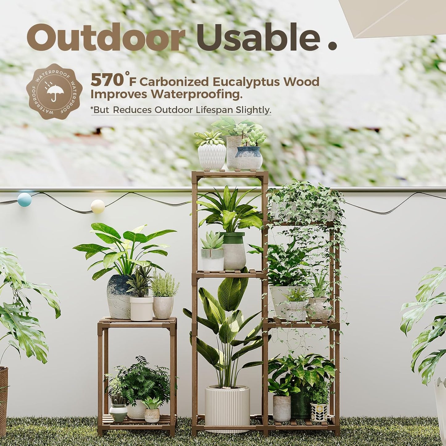 Bamworld Plant Stand Indoor Corner Plant Shelf Wood Plant Holder for Multiple Plants Tall Flower Stands Plants Table Rack Garden Patio Lawn Window 03H, Brown