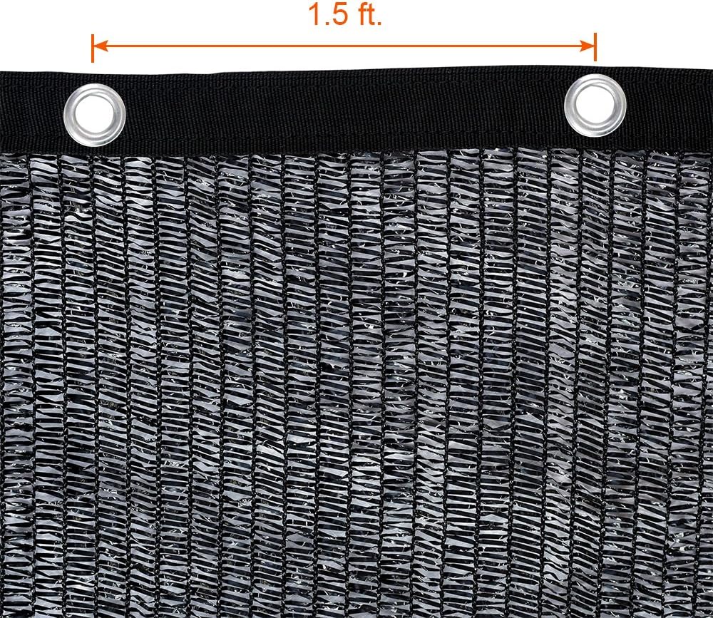 Agfabric 50% Sunblock 6.5’ X 20’ Shade Cloth with Grommets for Garden Patio, Black