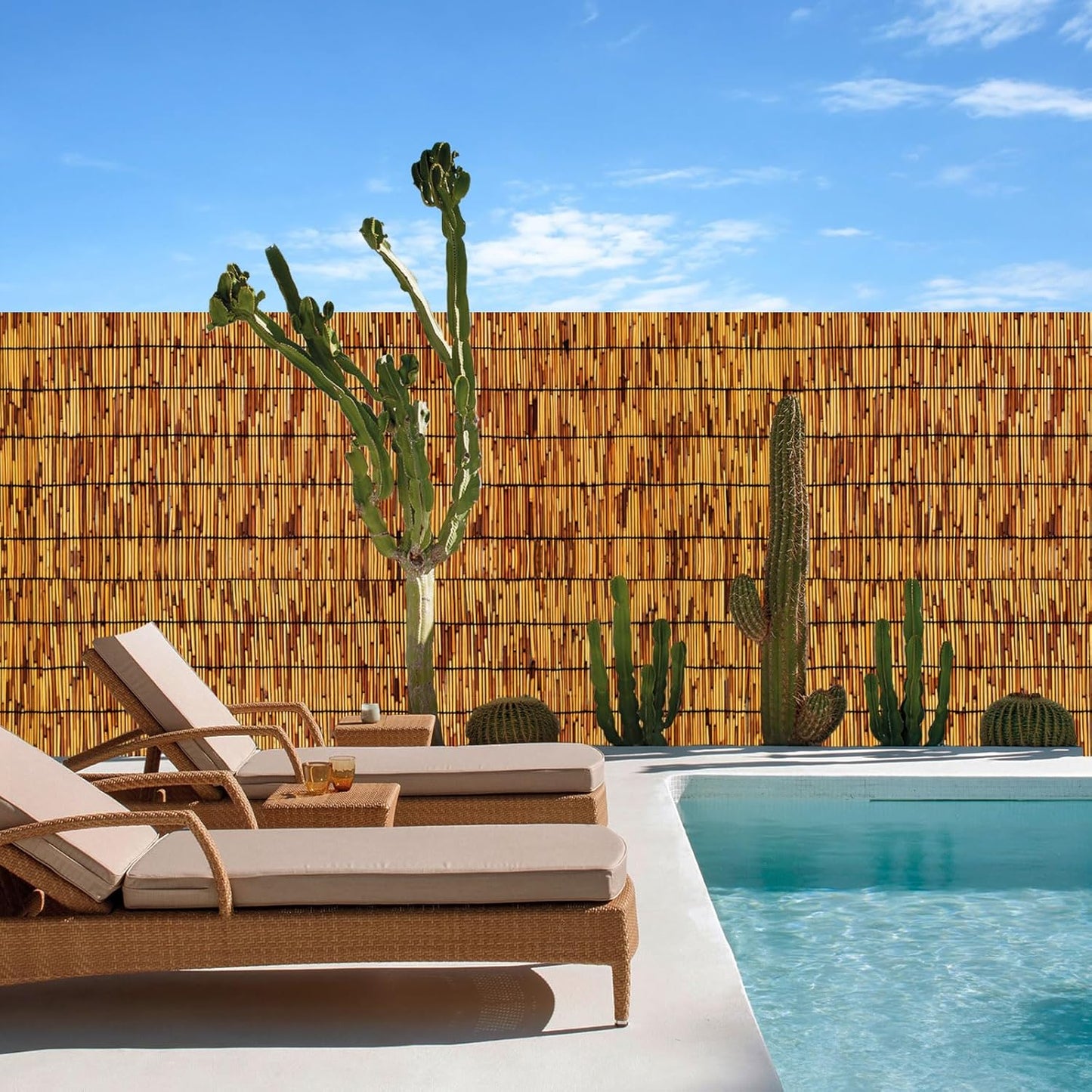 Reed Fencing Rolls,Bamboo Screens Outdoor for Patio,6 Feet High,Suitable for Patio Garden Balcony Terrace and Courtyard Shading 6x16FT