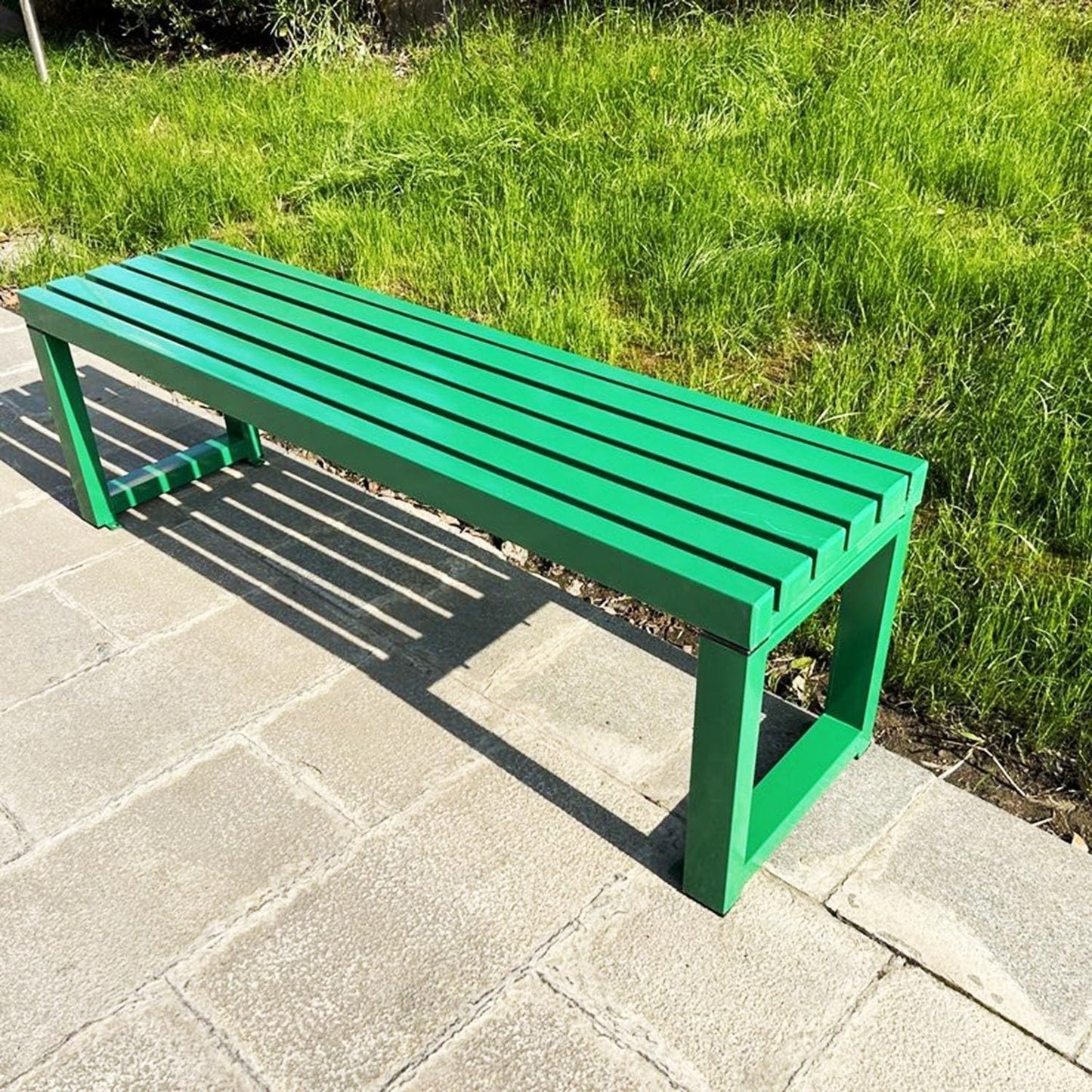 Weatherproof Metal Dining Bench, Outdoor Bench Backless Patio Bench 2-Person Farmhouse Bench Garden Bench for Kitchen, Living Room, Entryway(Green,47in)