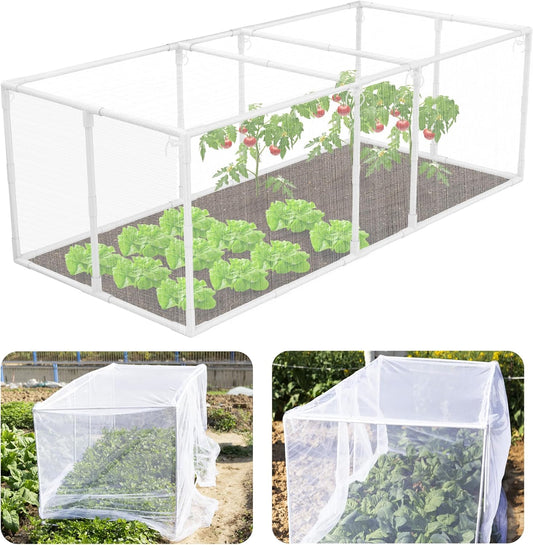 72 * 33 * 30 in Detachable Crop Cages for Garden, Plant Protection Tent with Garden Netting for Vegetables Fruits Flowers,Mesh Plant Covers for Outdoors White