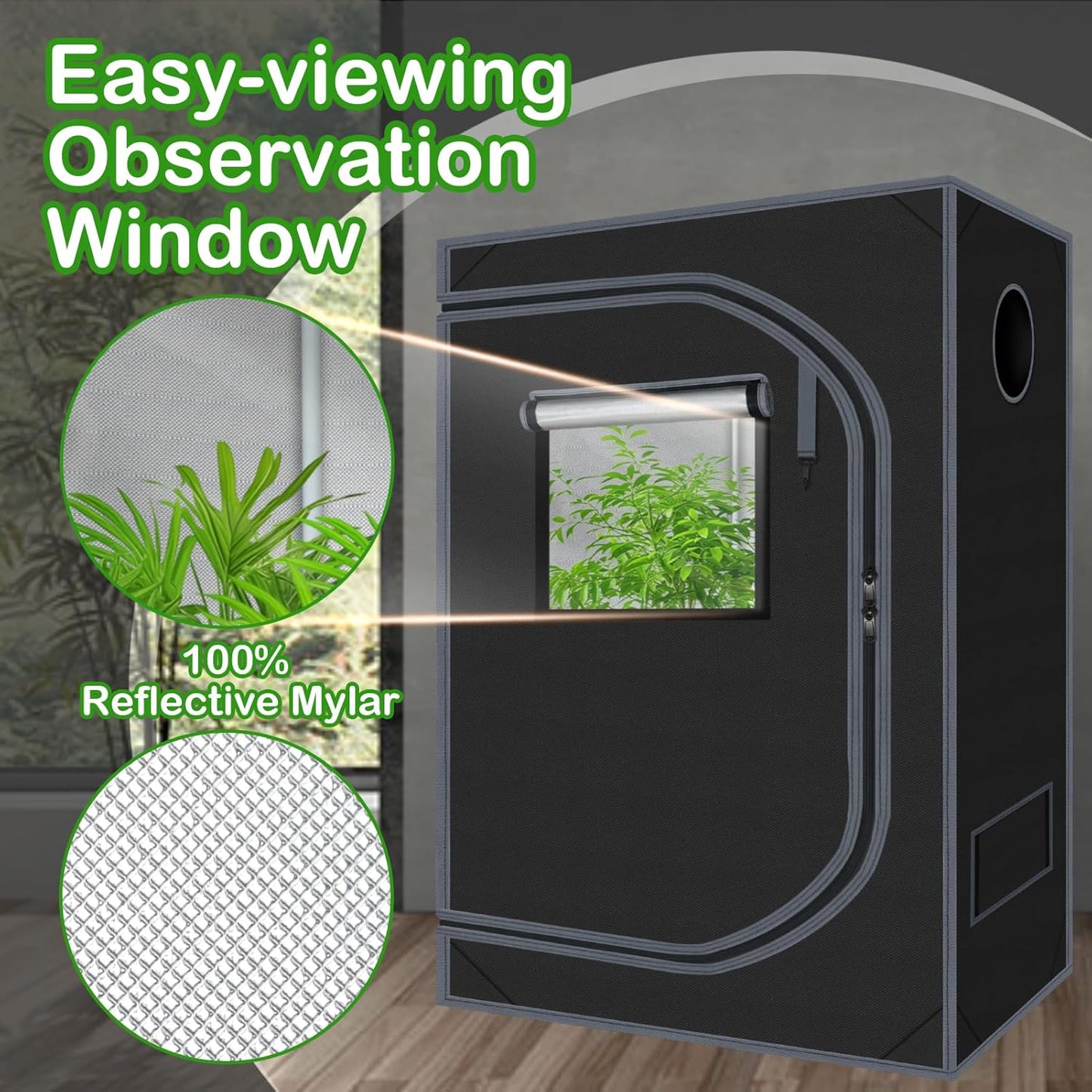 4x2 Grow Tent Plant Tent Dark Room, 600D Mylar Hydroponic 48"x24"x60" Grow Tent with Removable Floor Tray for Indoor Plant Growing