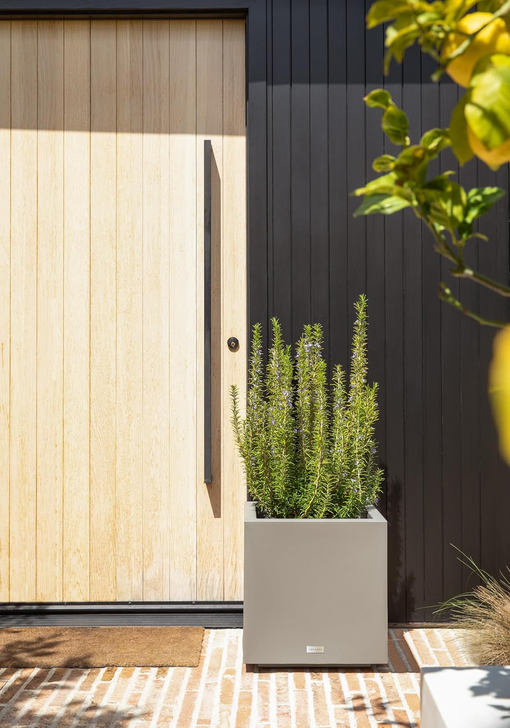 Veradek Block Series Cube Plastic Planter - Large Square Planter for Indoor or Outdoor Patio/Garden | Durable All-Weather Use with Drainage Holes | Modern Décor for Tall Plants, Trees, Flowers