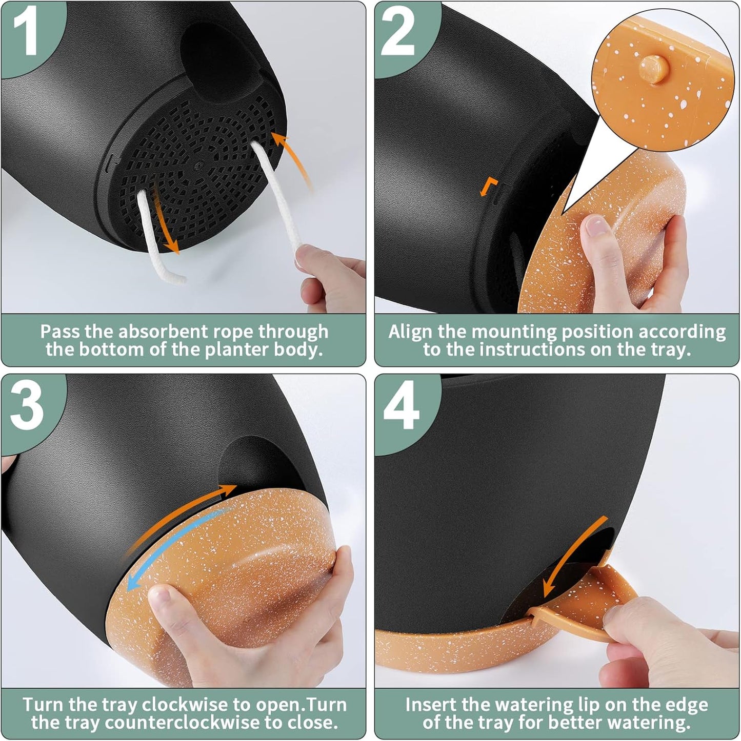 GARDIFE Plant Pots Set of 2 Pack 8 inch,Planters for Indoor Plants with Drainage Holes, Modern Decorative Flower Pots for All House Plants, Flowers, Black&Brown