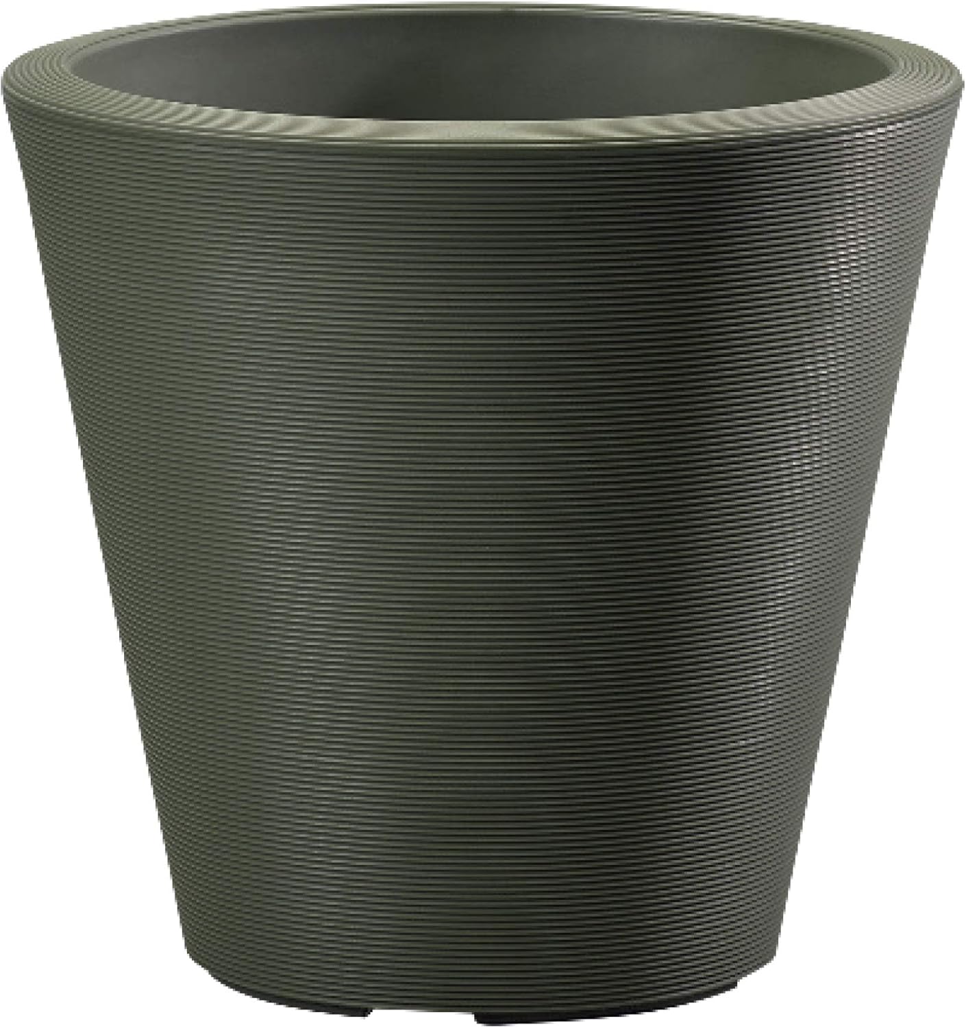 Crescent Garden Madison Planter– Weather-Resistant, Double Walled Indoor/Outdoor Plant Pot with Drain Hole – Durable All-Season Flower Container, 16" W (Olive)