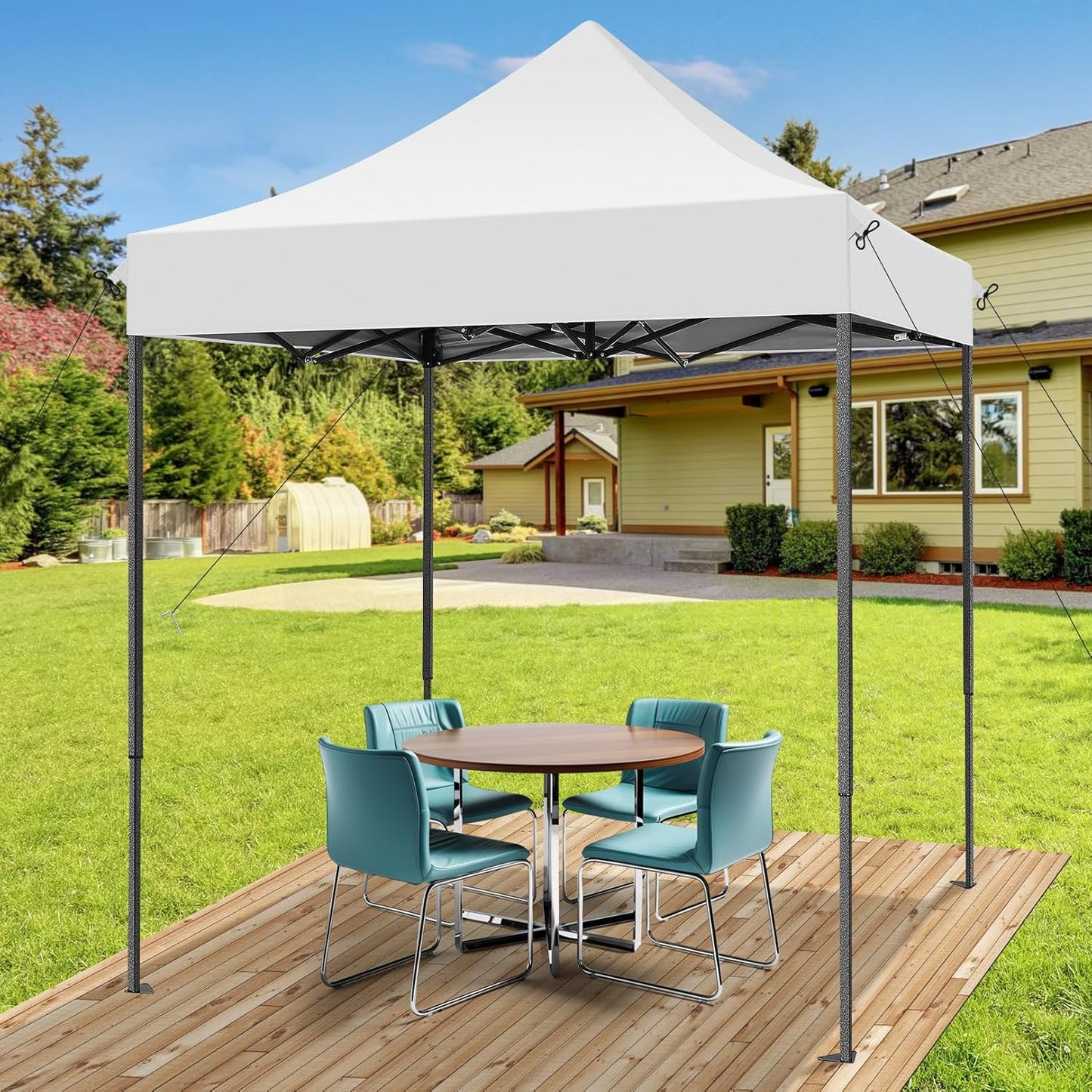 COBIZI 6.6x6.6 Pop up Canopy Tent Heavy Duty Without Sidewalls, Easy Set-up Commercial Outdoor Party Tent, 100% Waterproof Wedding Gazebo, 3 Height Adjustable with Carry Bag, White